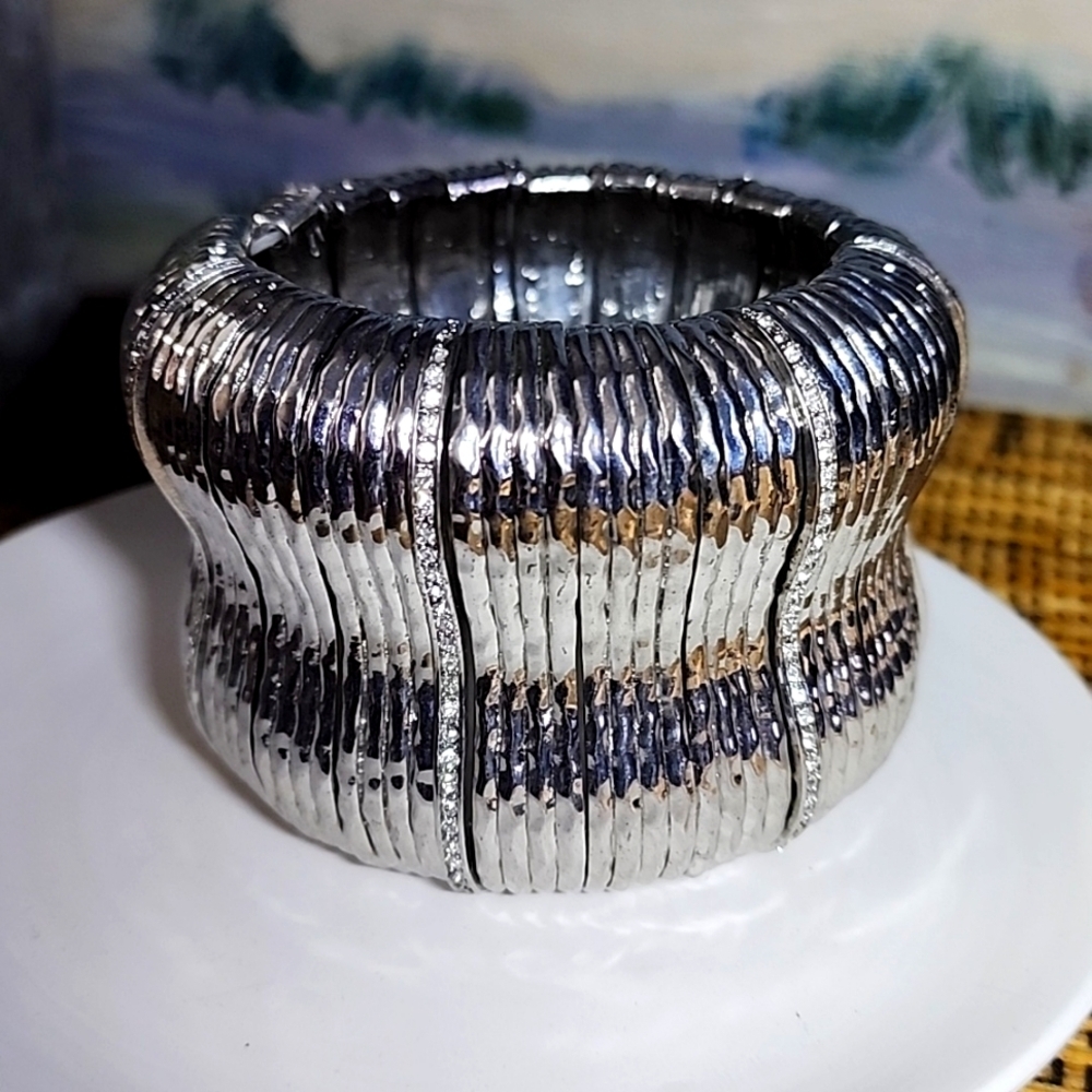 Vintage Wide Silver Statement Bracelet